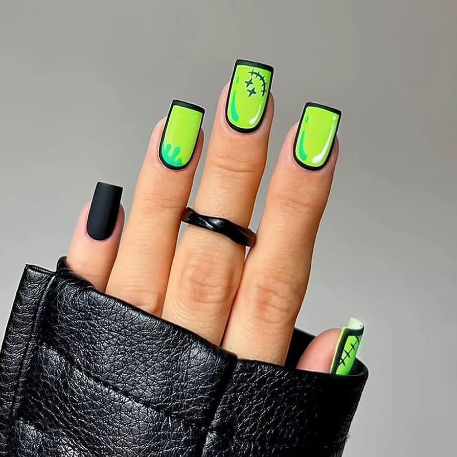 Vibrant and Edgy: Black and Neon Nails for a Bold Statement