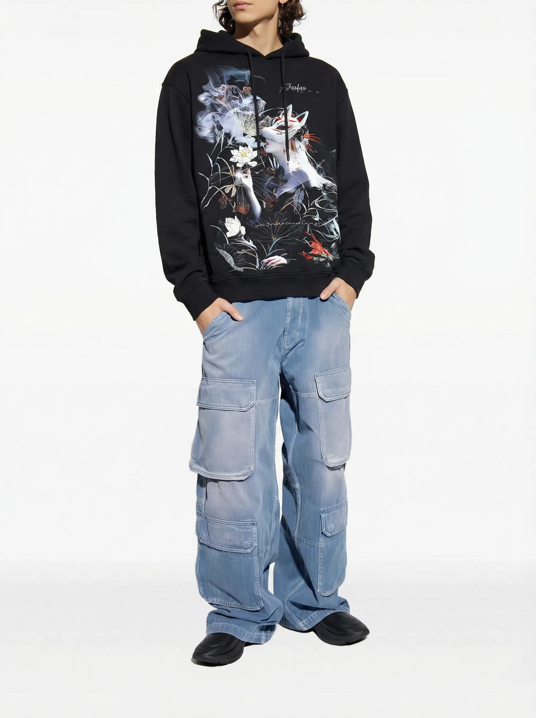 FesFas Japanese tattoos-print Hoodie Set | Black | Men