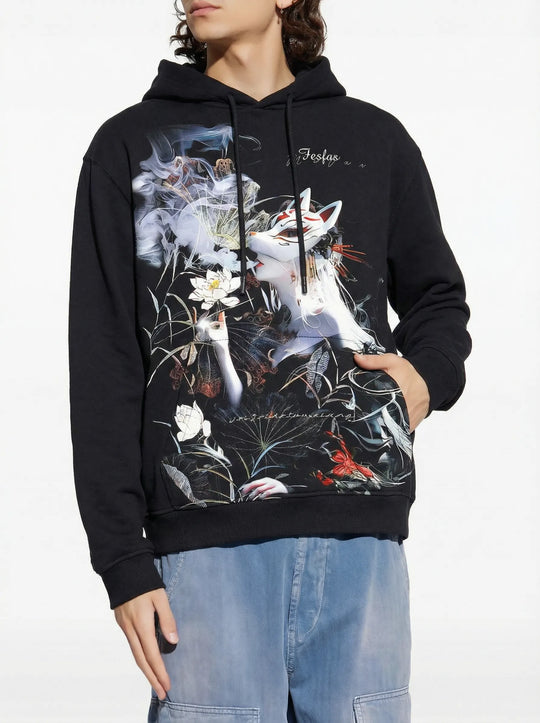 FesFas Japanese tattoos-print Hoodie Set | Black | Men