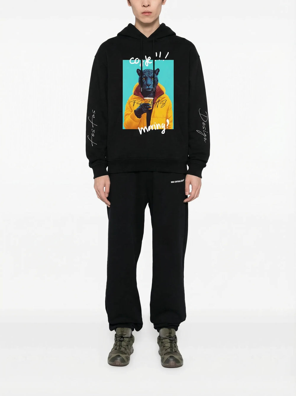 FesFas Hot Panther-print Hoodie | Black | Men