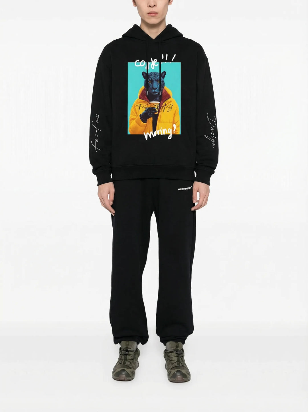 FesFas Hot Panther-print Hoodie | Black | Men
