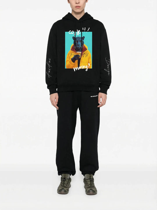 FesFas Hot Panther-print Hoodie | Black | Men