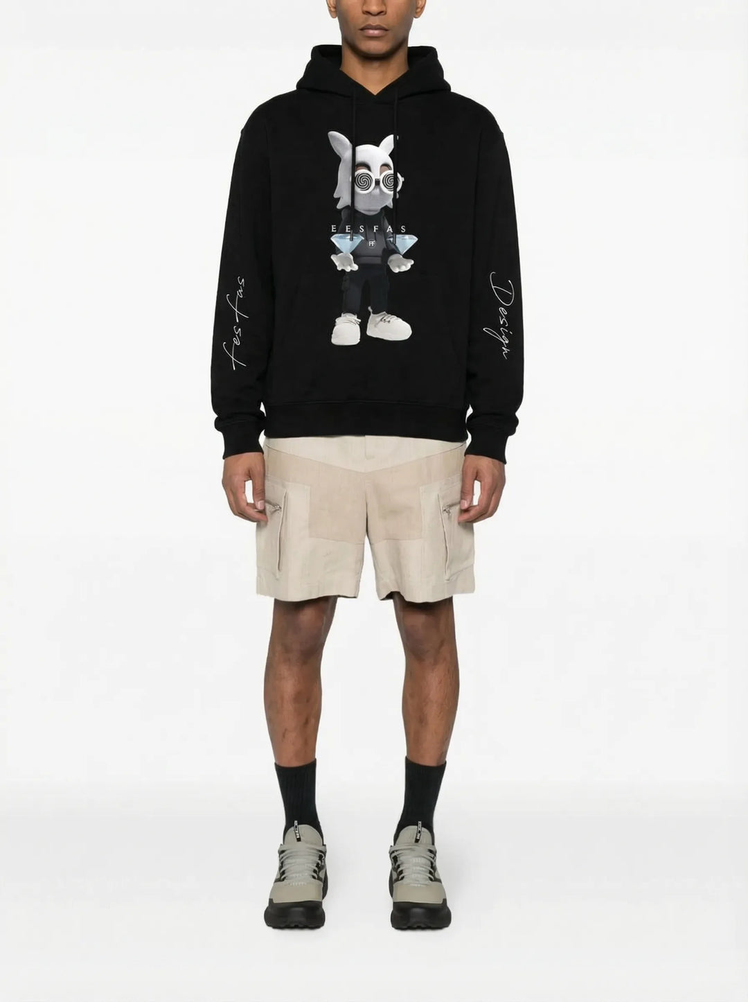 FesFas Diamond Bear-print Hoodie | Black | Men