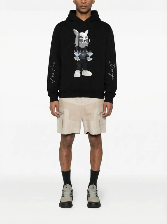 FesFas Diamond Bear-print Hoodie | Black | Men