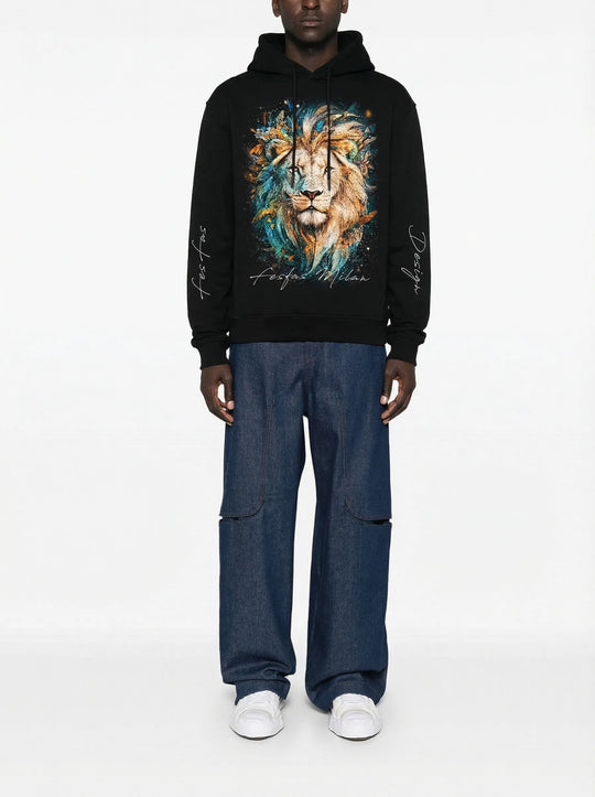 FesFas Lion-print Hoodie | Black | Men