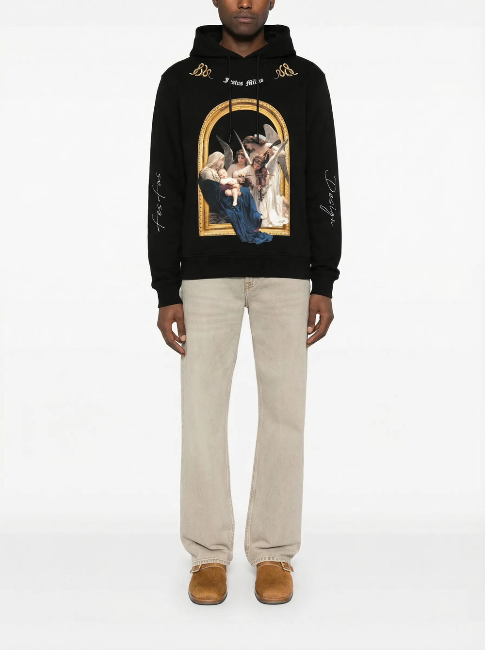 FesFas Angel-print Hoodie | Black | Men