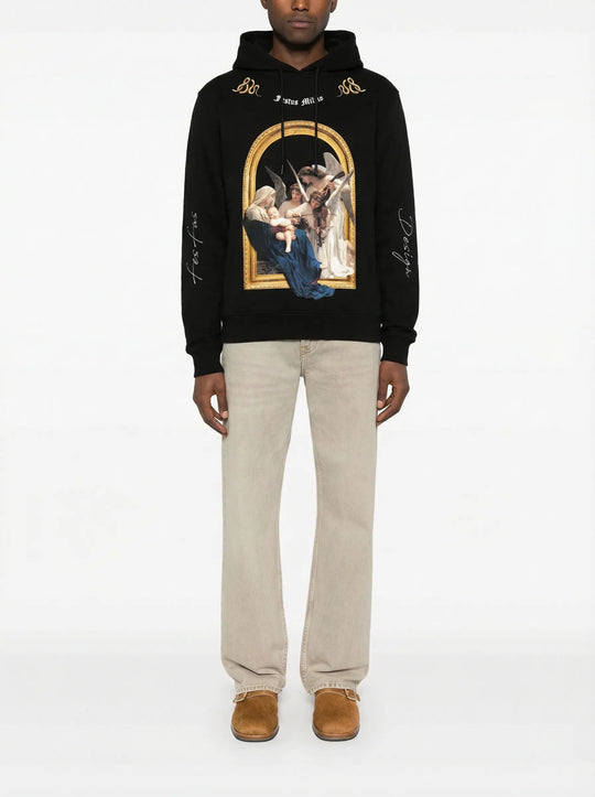 FesFas Angel-print Hoodie | Black | Men