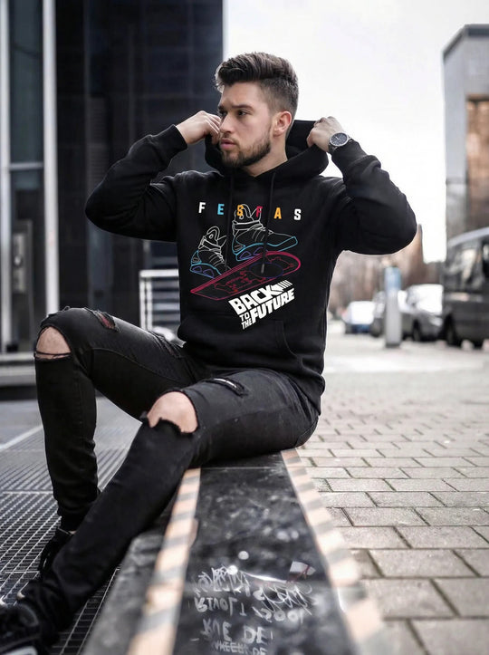 FesFas Sport shoes-print Hoodie | Black | Men