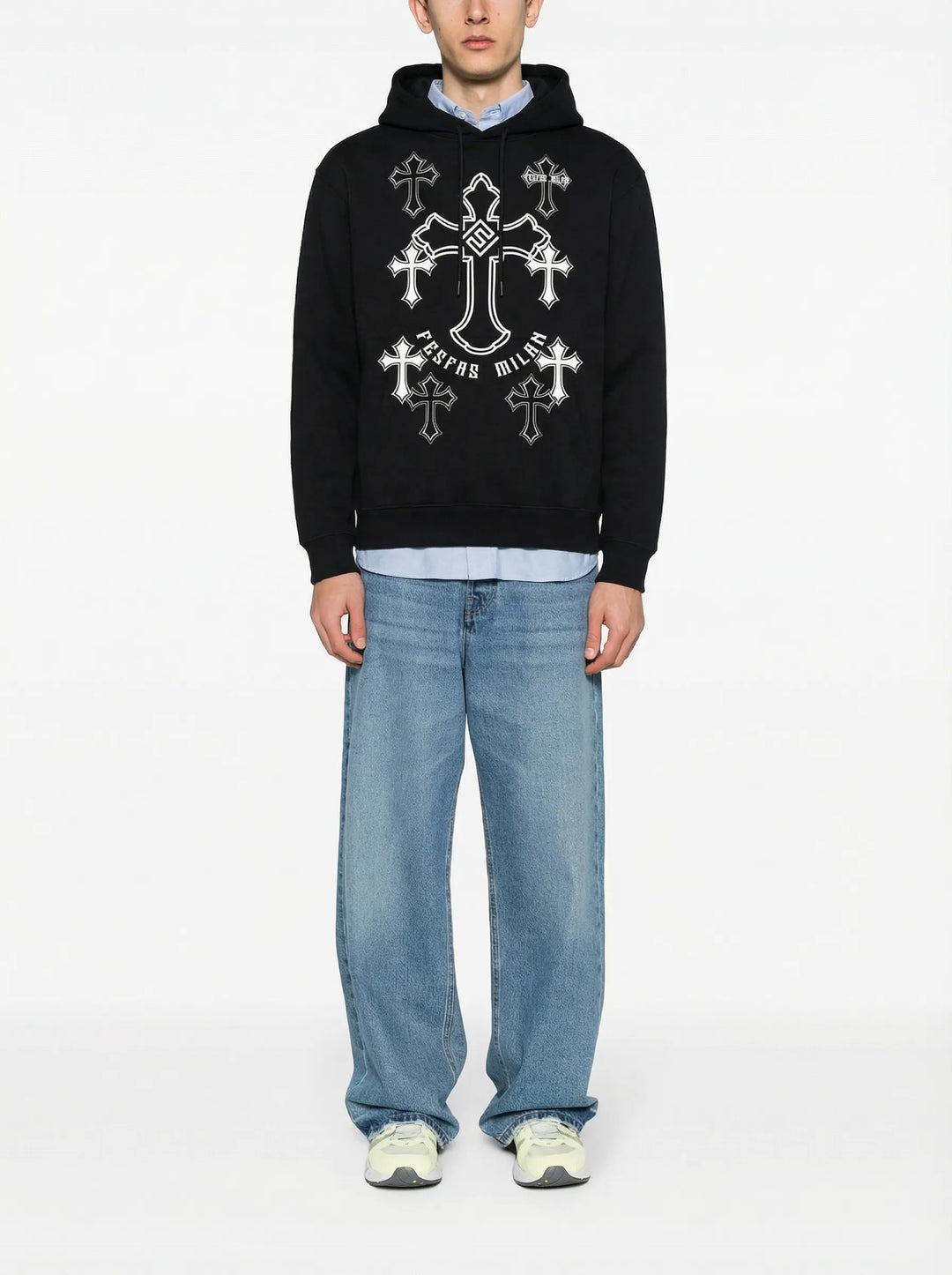 FesFas Cross-print Hoodie Set | Black | Men