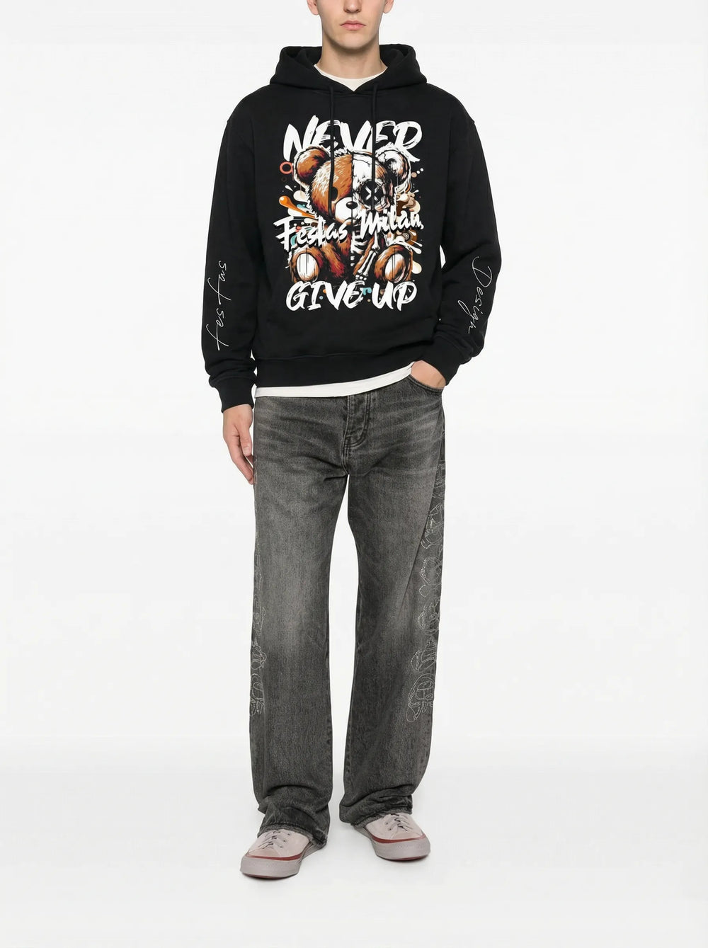 FesFas teddy bear-print Hoodie | Black | Men