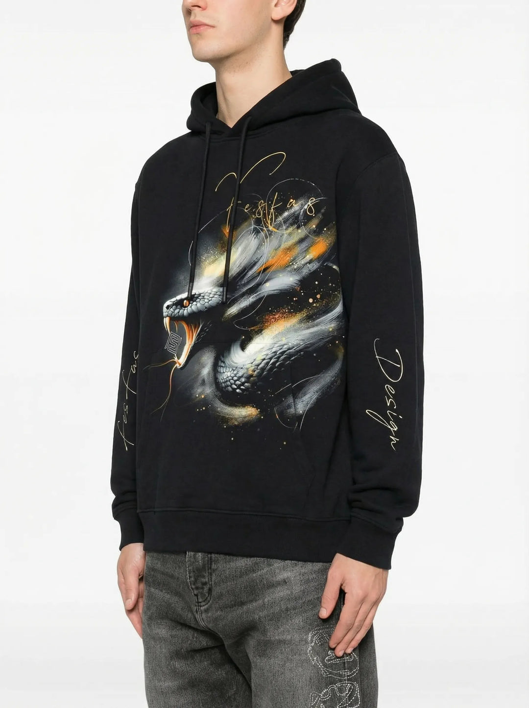 FesFas Snake-print Hoodie | Black | Men