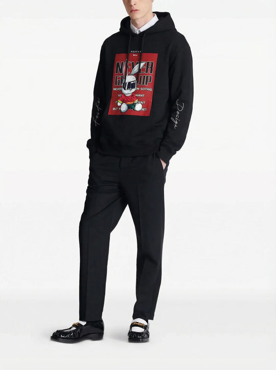 FesFas Never Give Up-print Hoodie | Black | Men