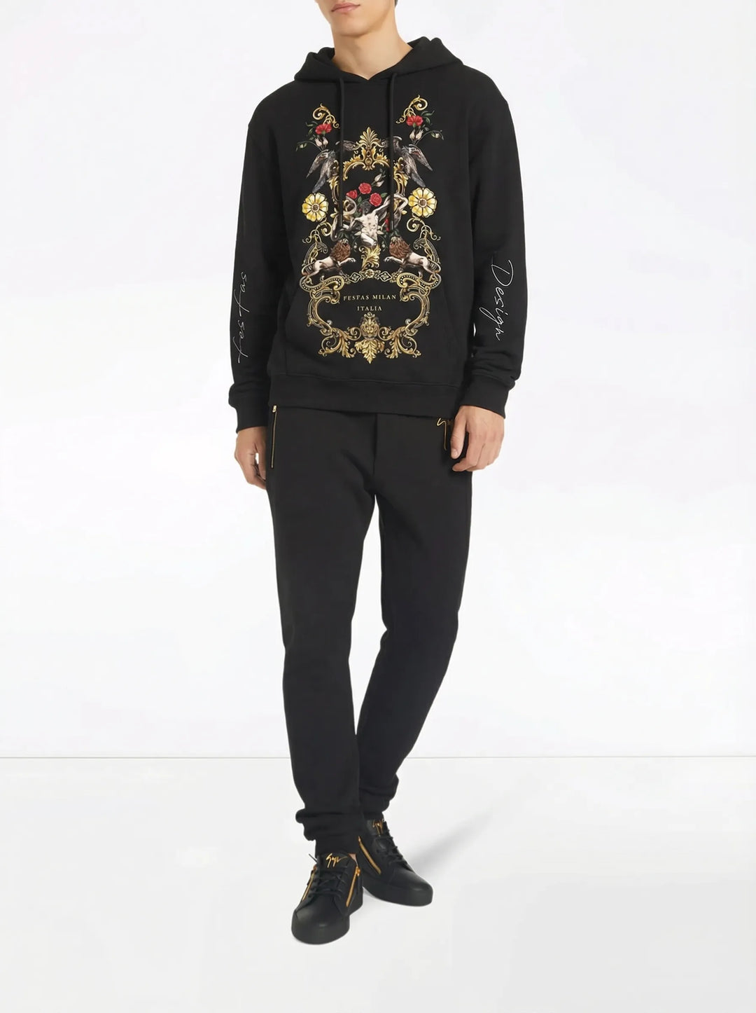 FesFas Glorious Deur-print Hoodie | Black | Men