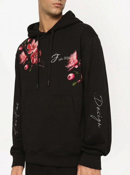 FesFas flower-print Hoodie | Black | Men
