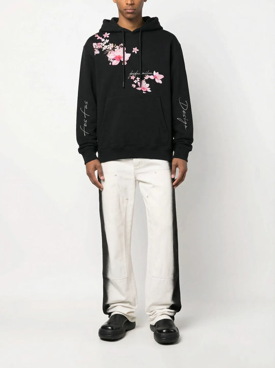 FesFas cherry blossom-print Hoodie | Black | Men