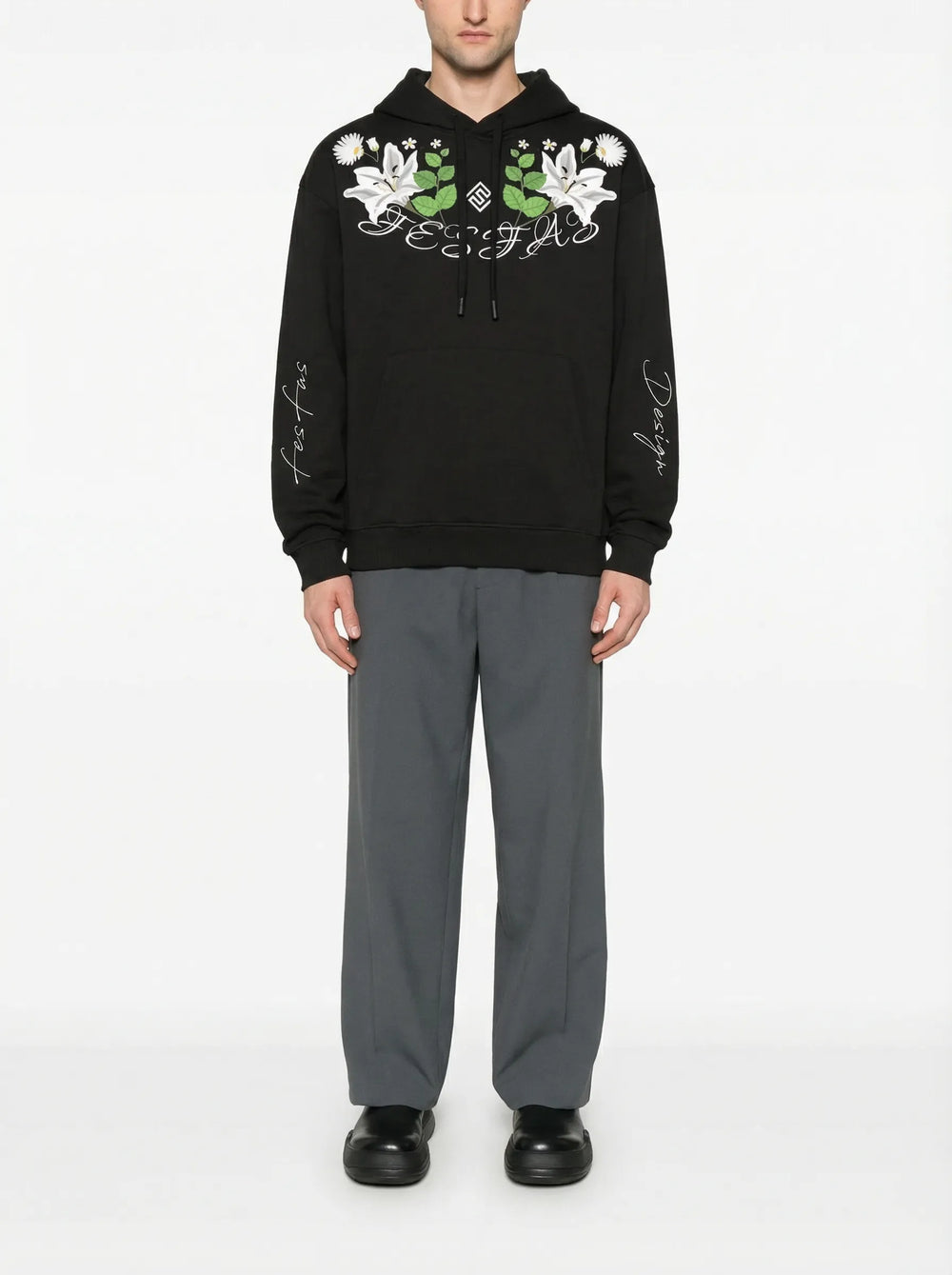 FesFas flower-print Hoodie | Black | Men