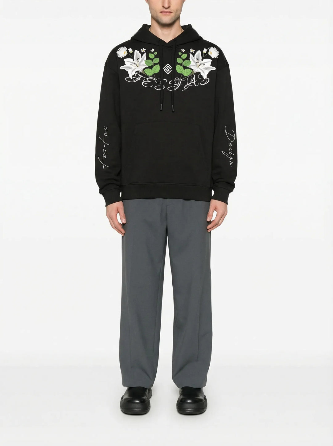FesFas flower-print Hoodie | Black | Men