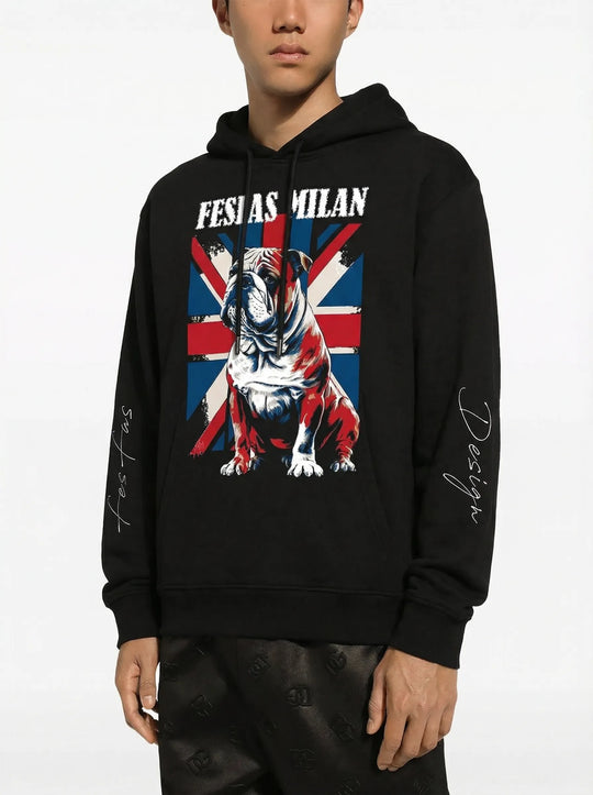 FesFas Bulldog-print Hoodie | Black | Men