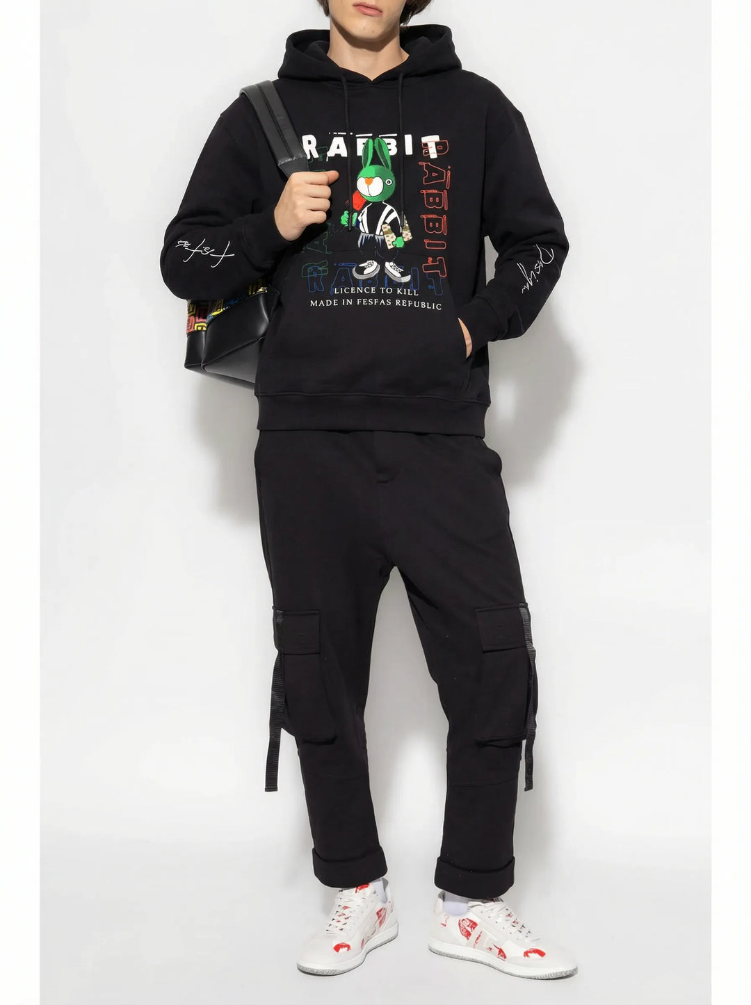 FesFas Rabbit-print Hoodie | Black | Unisex