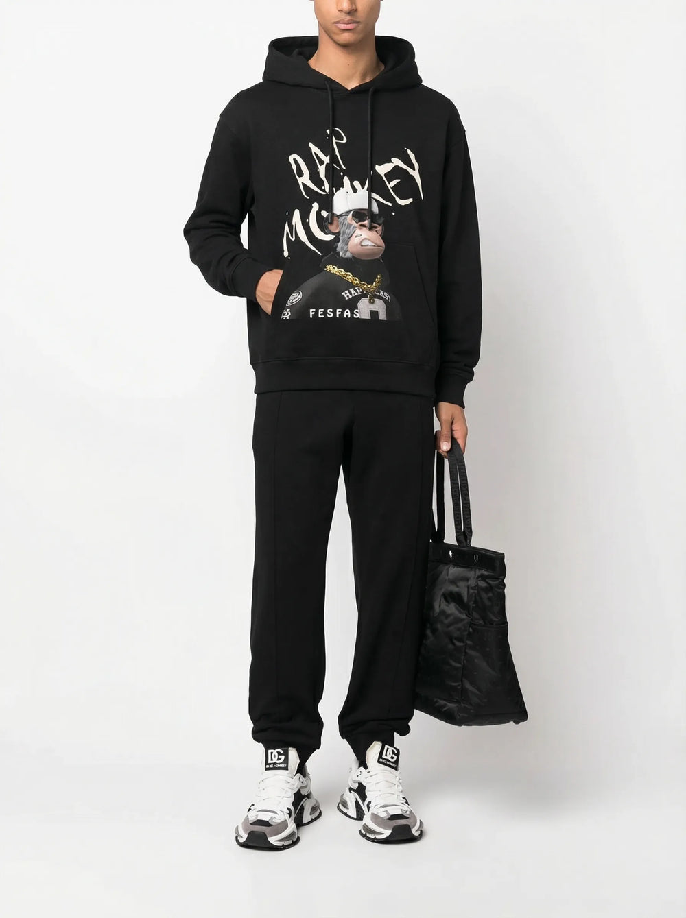 FesFas Rap Monkey-print Hoodie | Black | Men