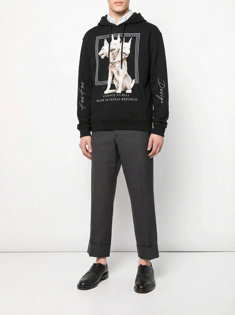 FesFas Headed Dog-print Hoodie | Black | Men