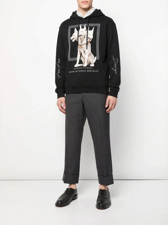 FesFas Headed Dog-print Hoodie | Black | Men