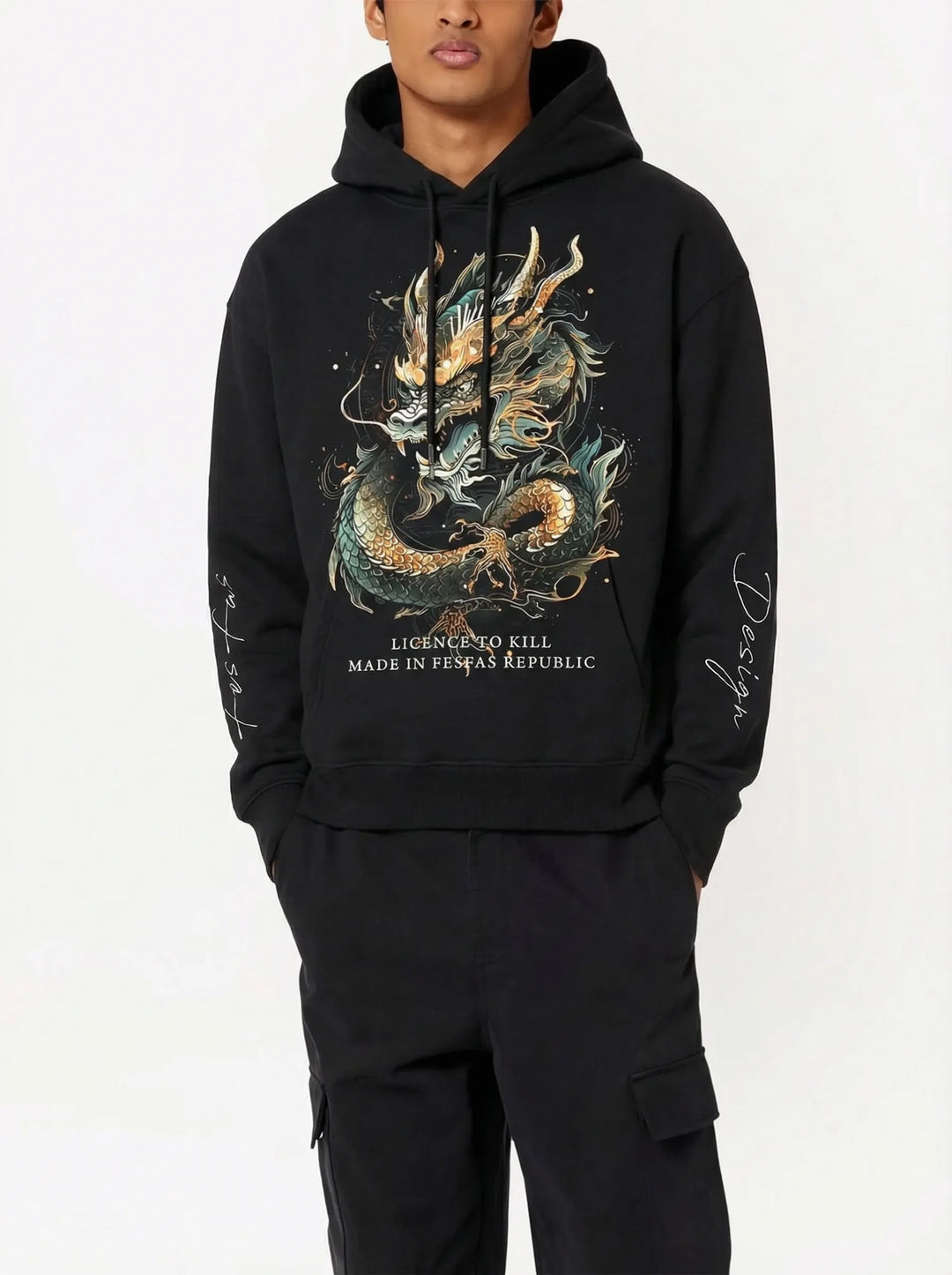 FesFas Asian dragon-print Hoodie | Black | Men