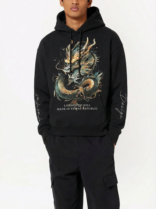 FesFas Asian dragon-print Hoodie | Black | Men