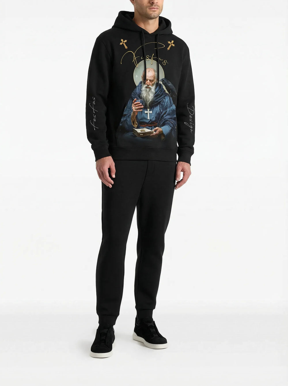 FesFas priest-print Hoodie | Black | Men
