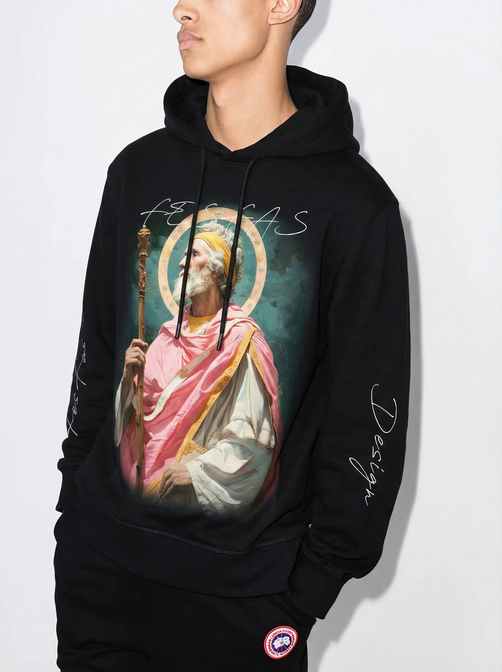 FesFas priest-print Hoodie | Black | Men
