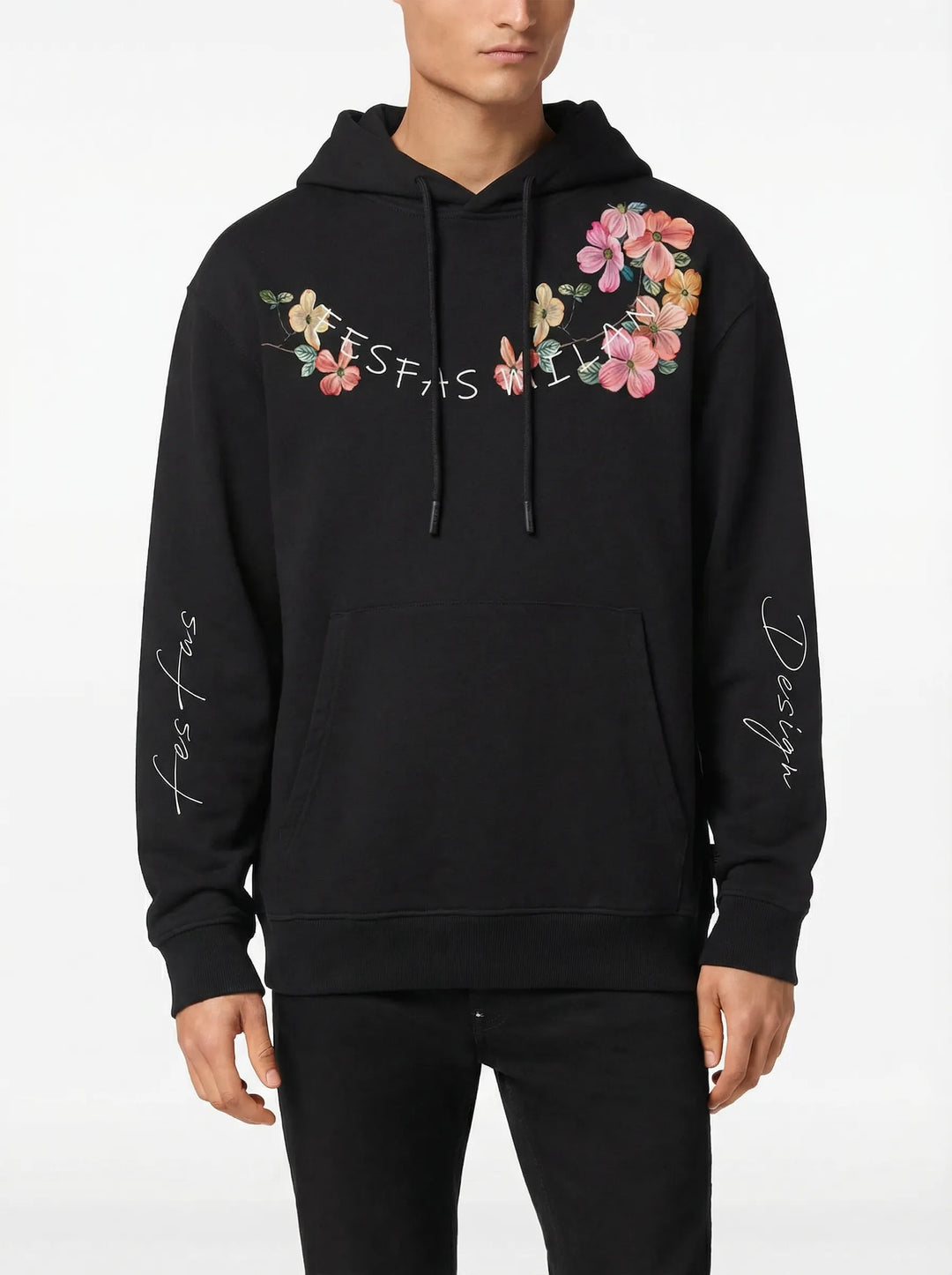 FesFas flower-print Hoodie | Black | Men