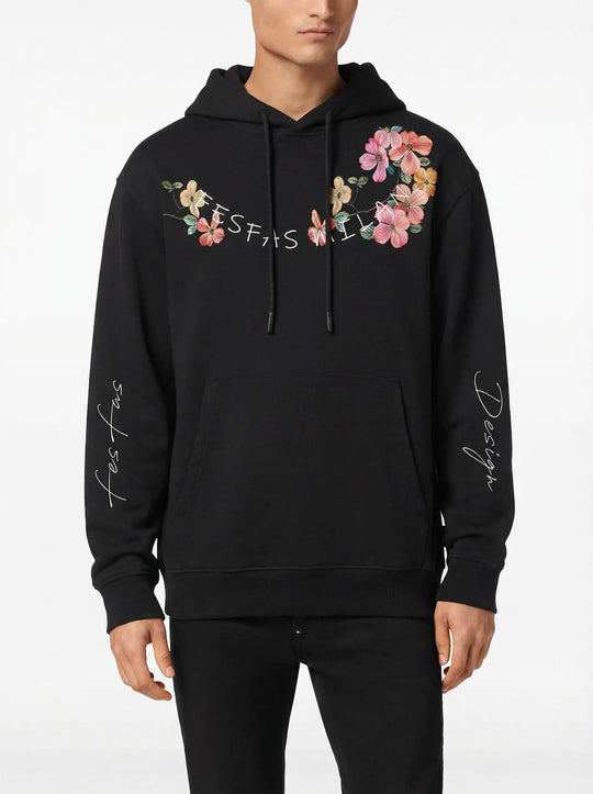 FesFas flower-print Hoodie | Black | Men