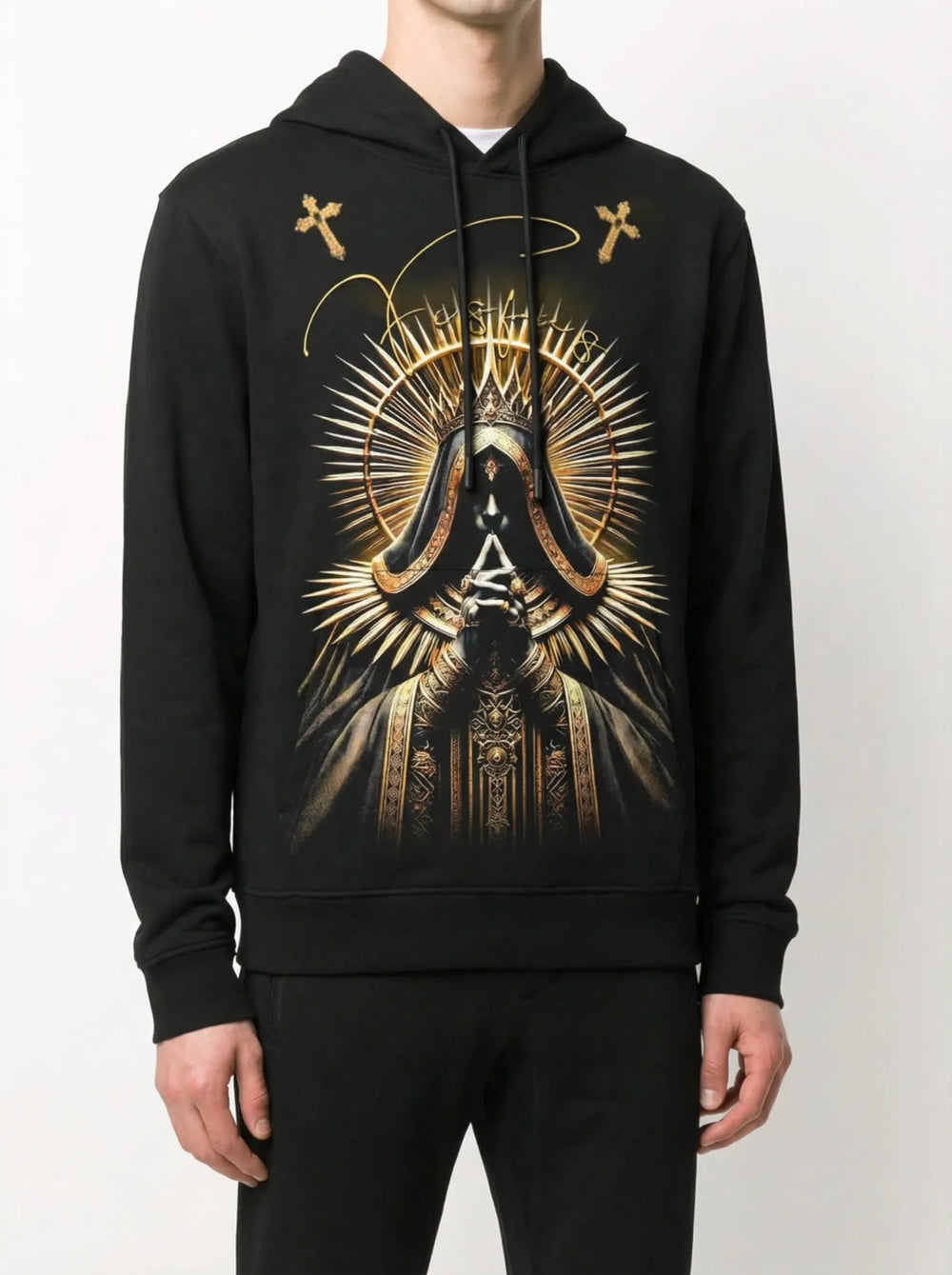 FesFas God-print Hoodie | Black | Men