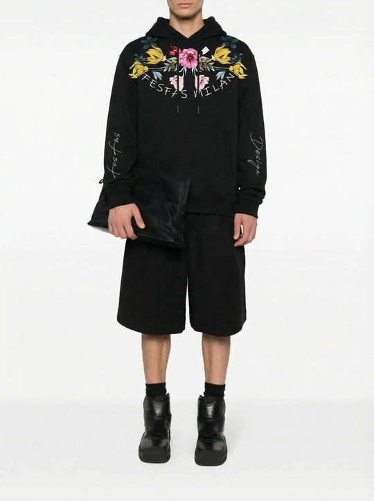 FesFas flower-print Hoodie | Black | Men