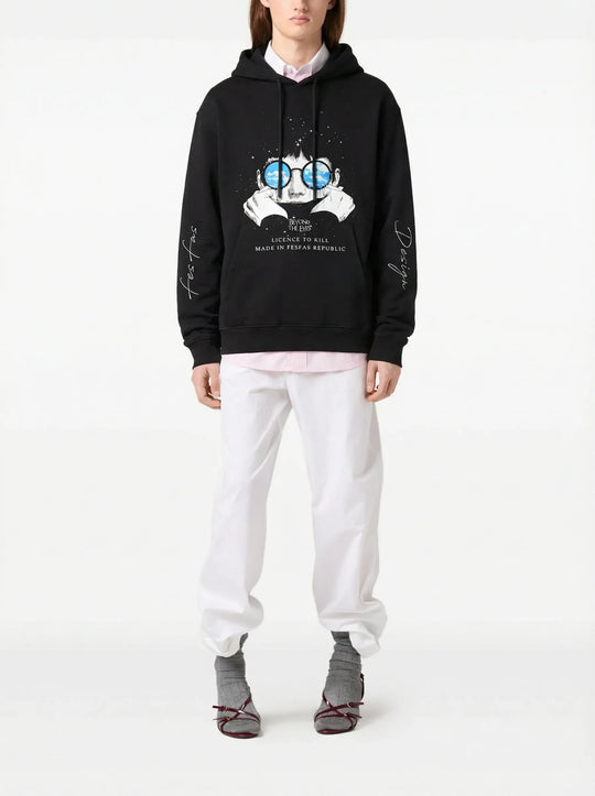 FesFas Eyes-print Hoodie | Black | Unisex