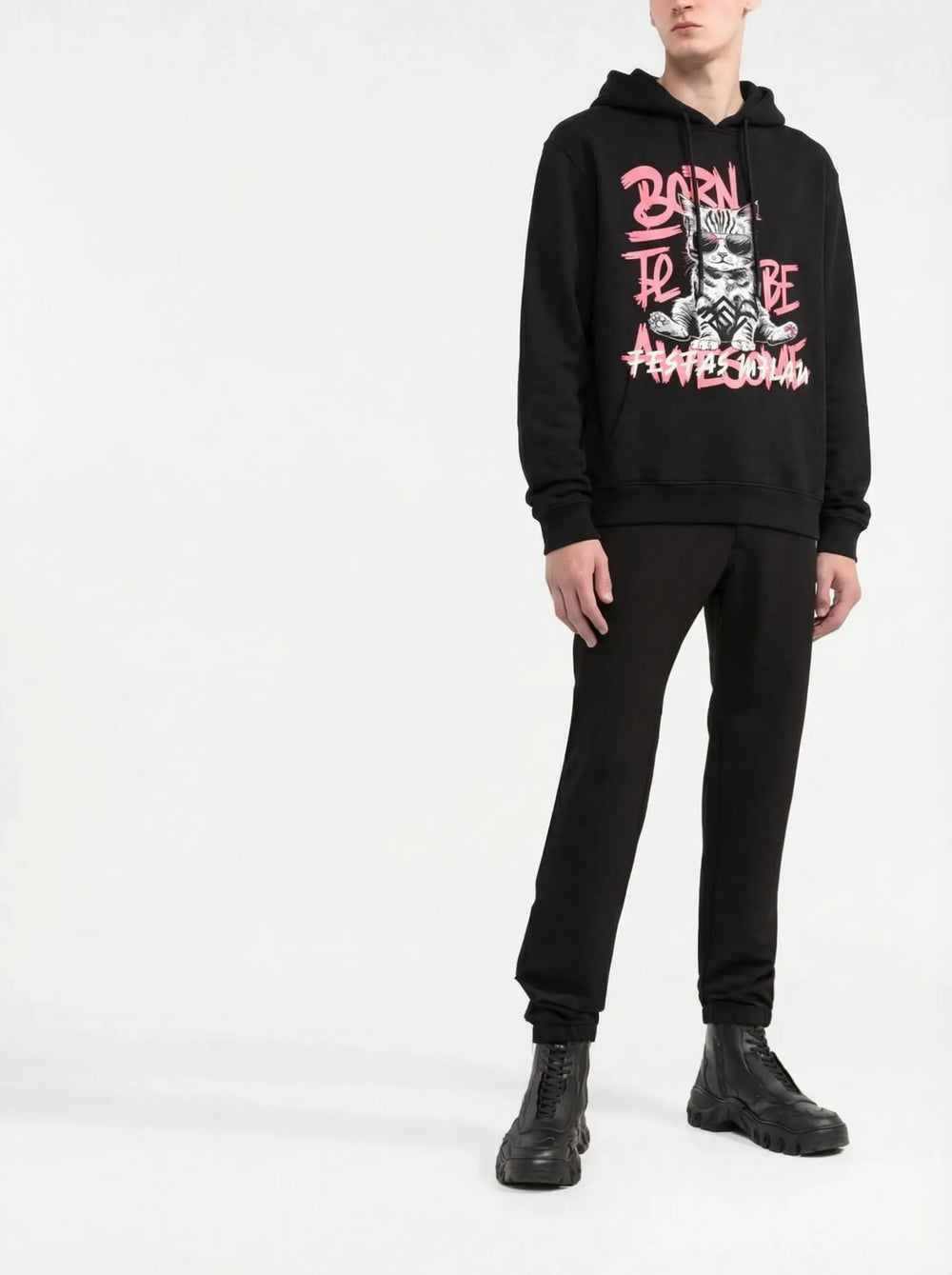 FesFas Cat-print Hoodie | Black | Men