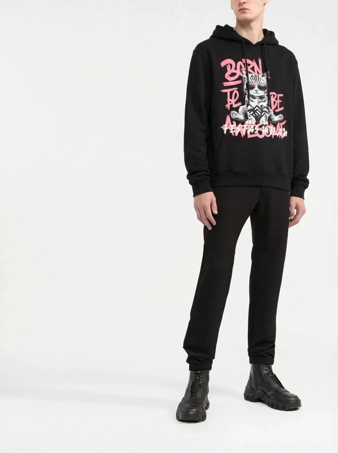 FesFas Cat-print Hoodie | Black | Men
