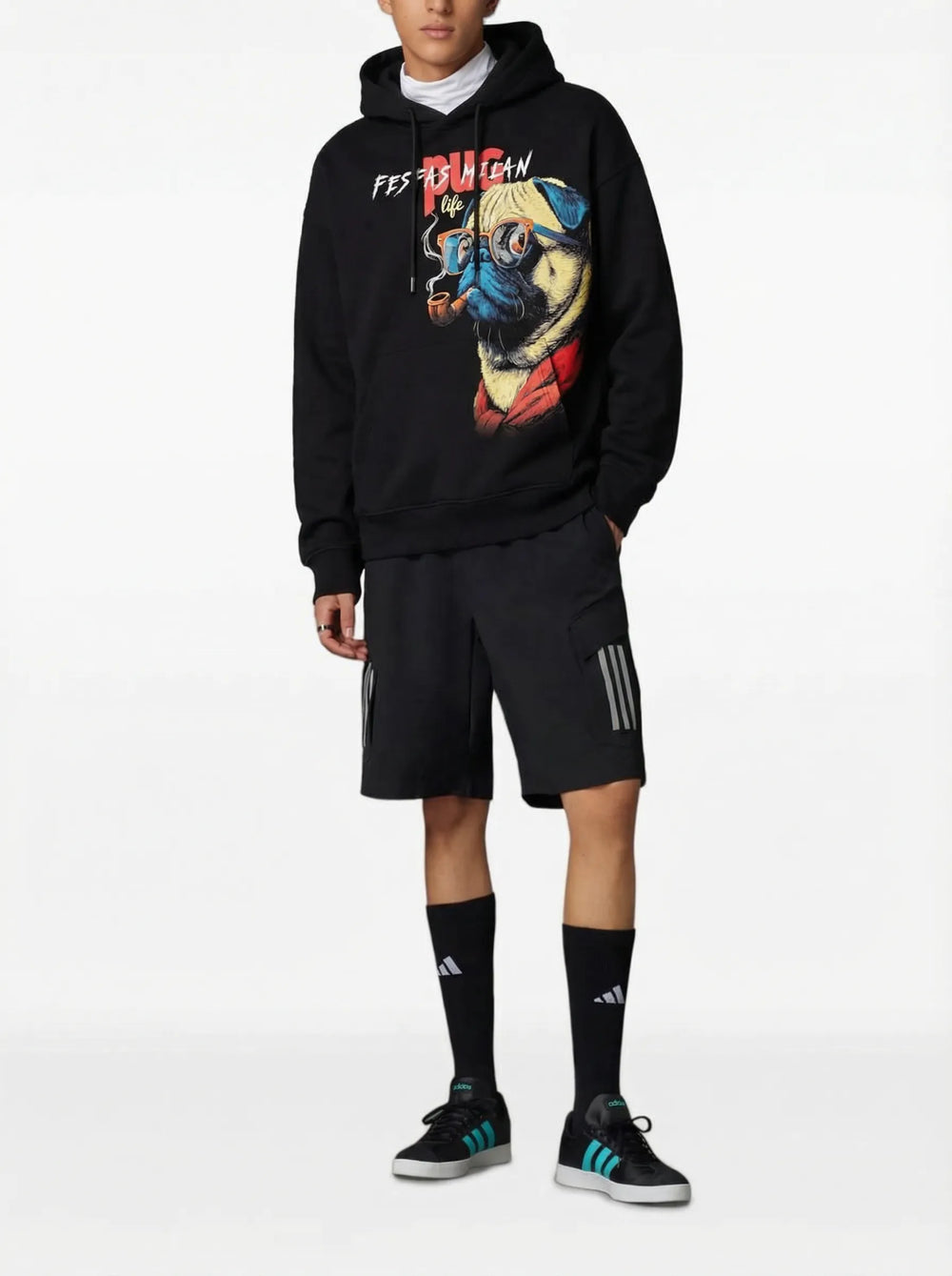 FesFas pug-print Hoodie | Black | Men