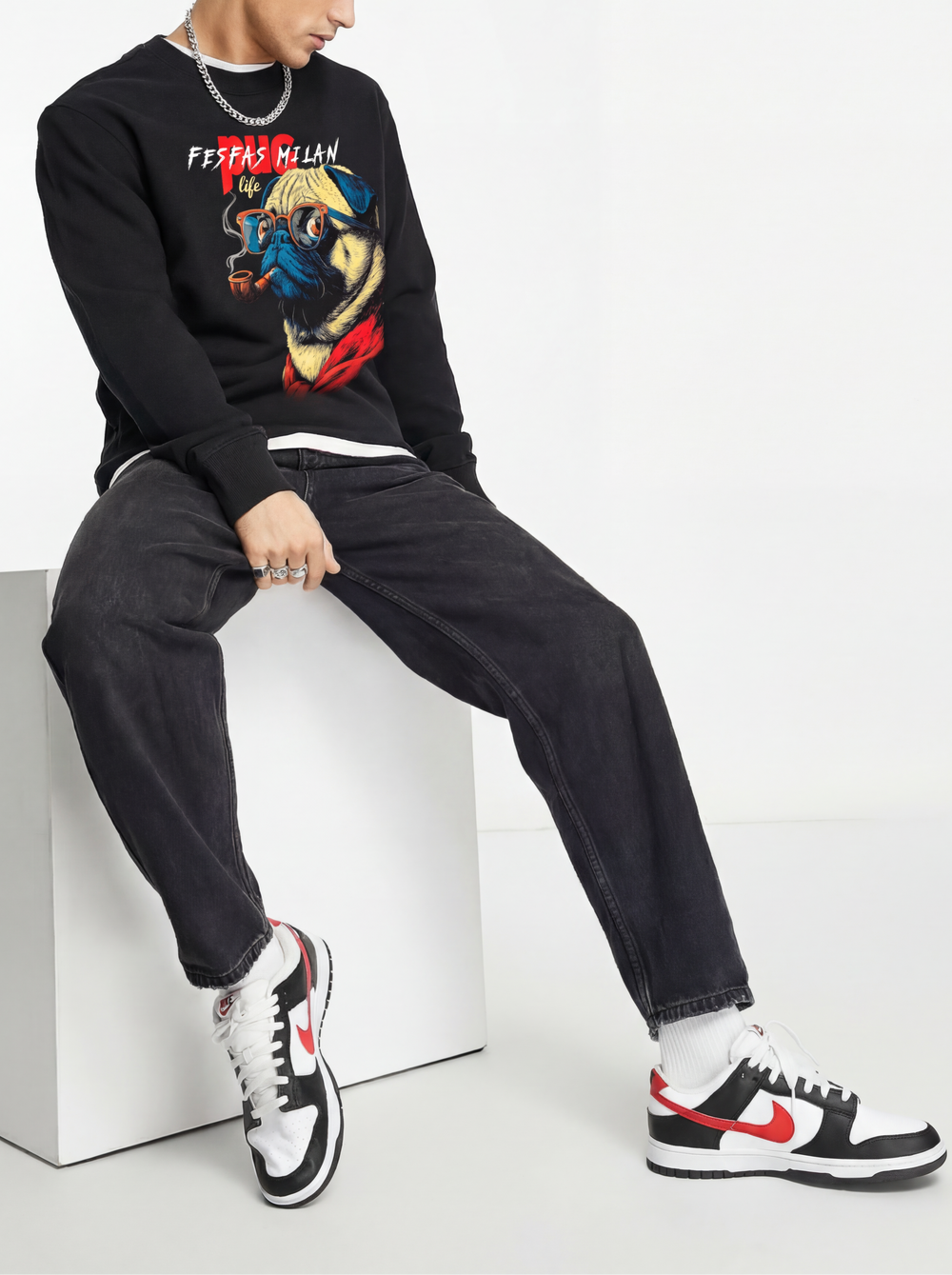 FesFas pug-print Sweatshirt | Black | Men