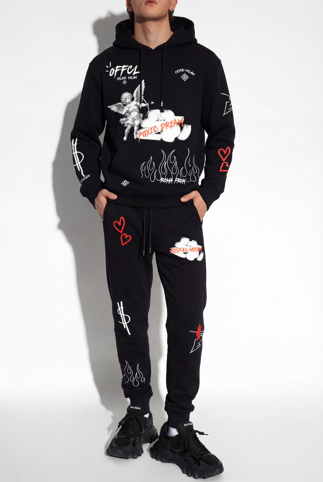 FesFas graphic-print Hoodie | Black | Men