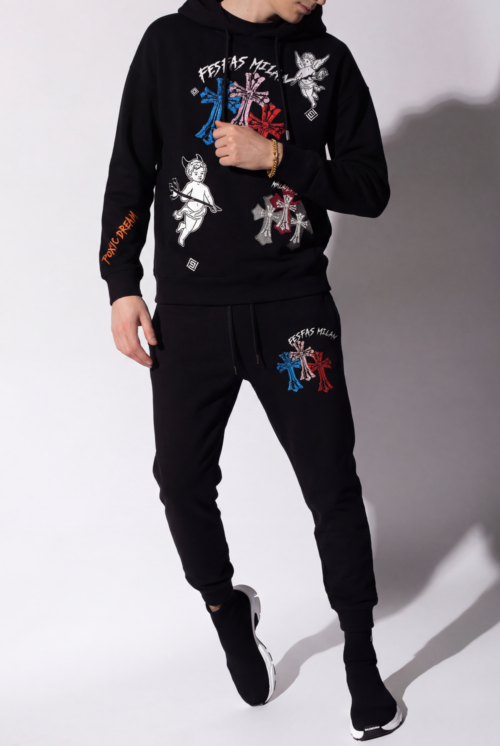 FesFas graphic-print Hoodie | Black | Men