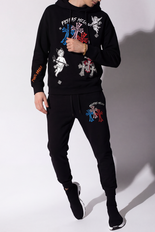 FesFas graphic-print Hoodie | Black | Men