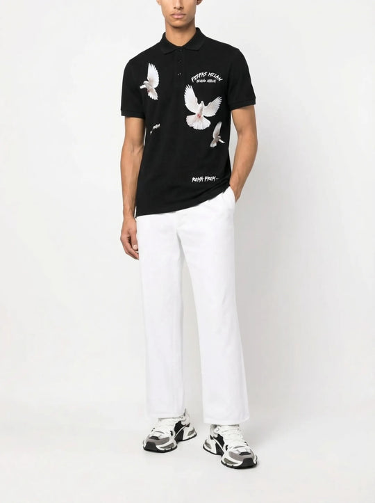 FesFas pigeons-print Polo Shirt | Men | Black