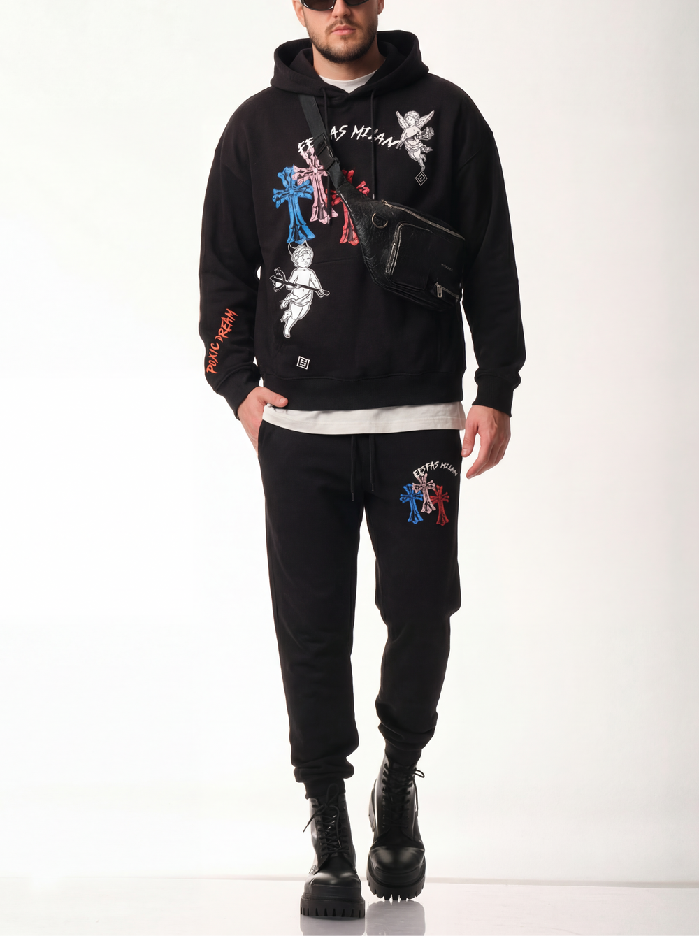 FesFas graphic-print Hoodie | Black | Men