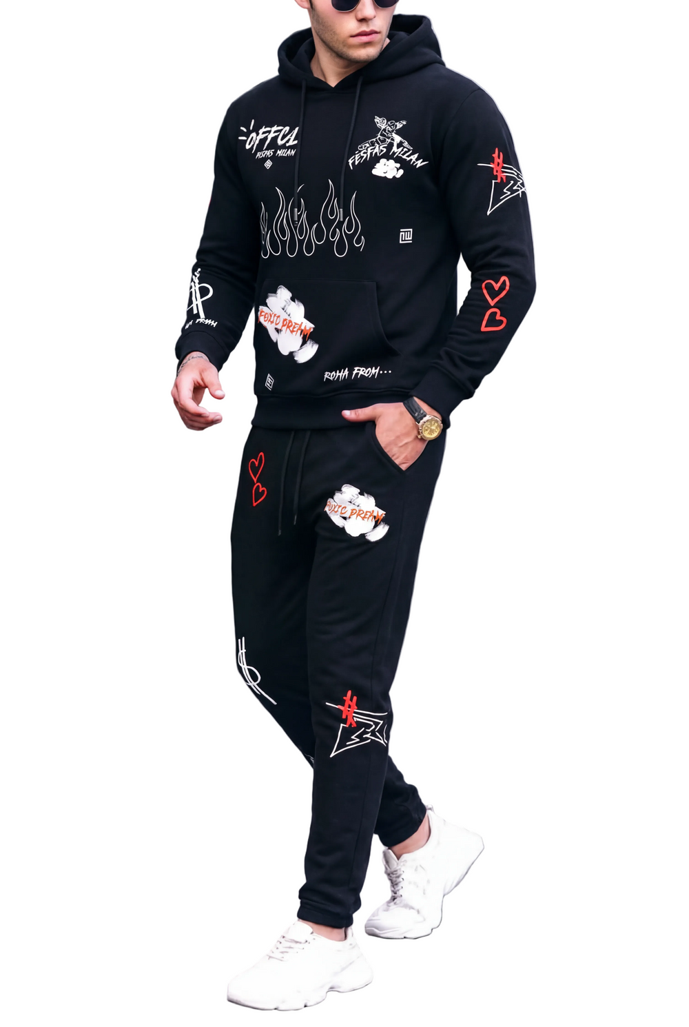 FesFas graphic-print Hoodie | Black | Men