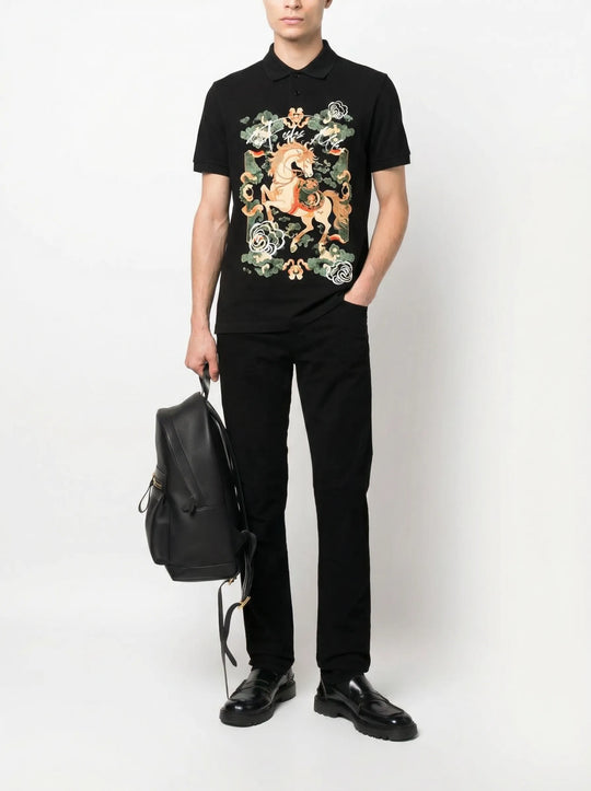 FesFas horse-print Polo Shirt | Men | Black