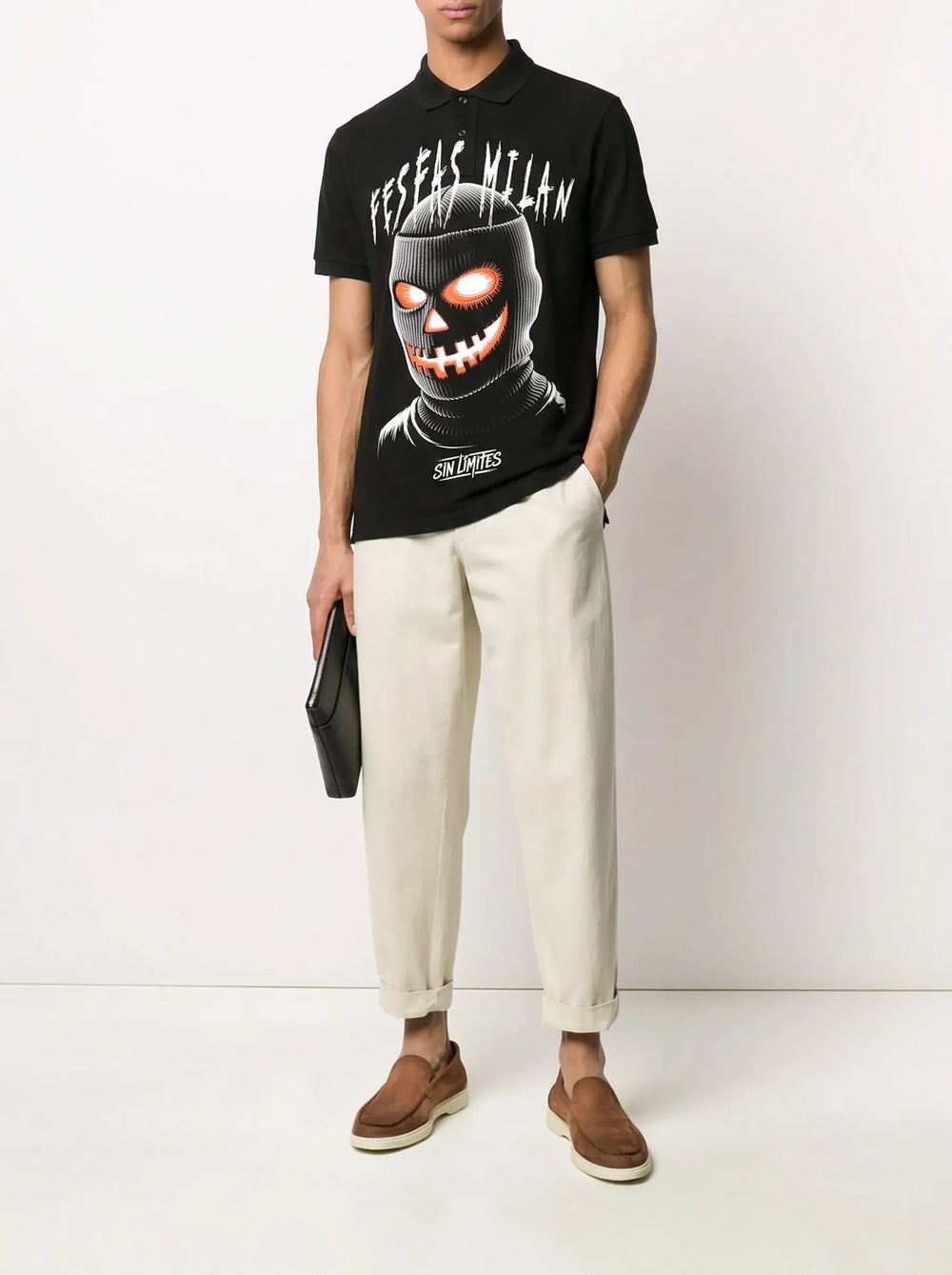 FesFas pumpkin mask-print Polo Shirt | Men | Black