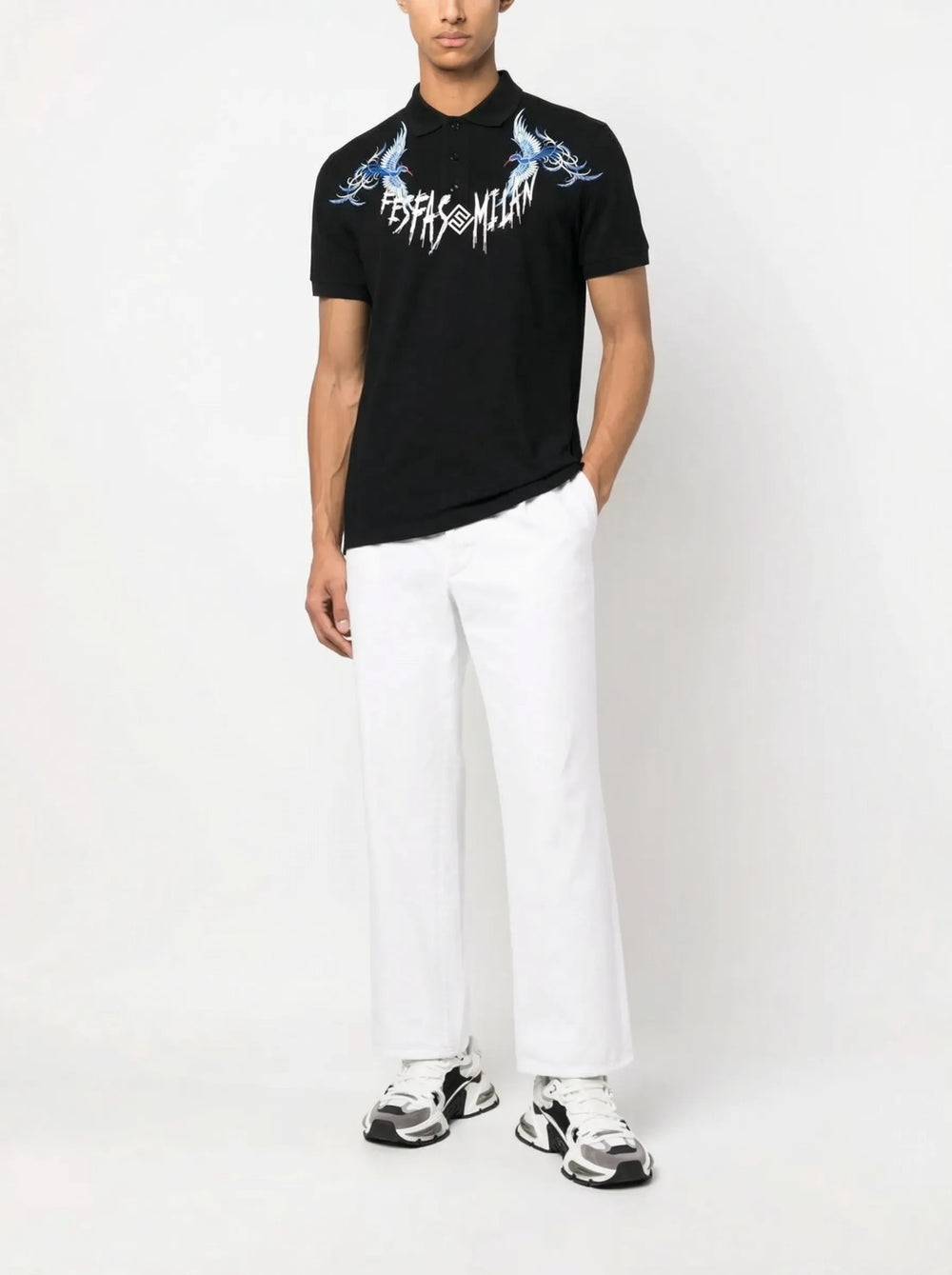 FesFas blue phoenix-print Polo Shirt | Men | Black