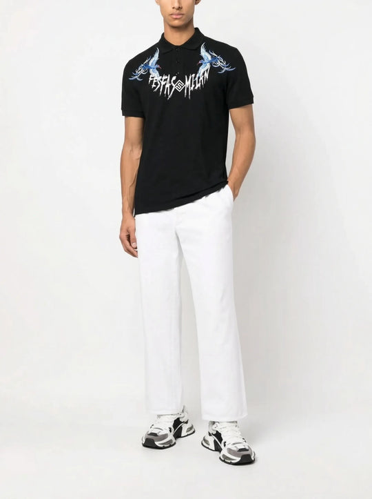 FesFas blue phoenix-print Polo Shirt | Men | Black