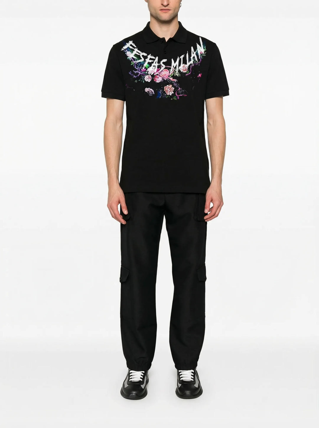 FesFas flowers-print Polo Shirt | Men | Black